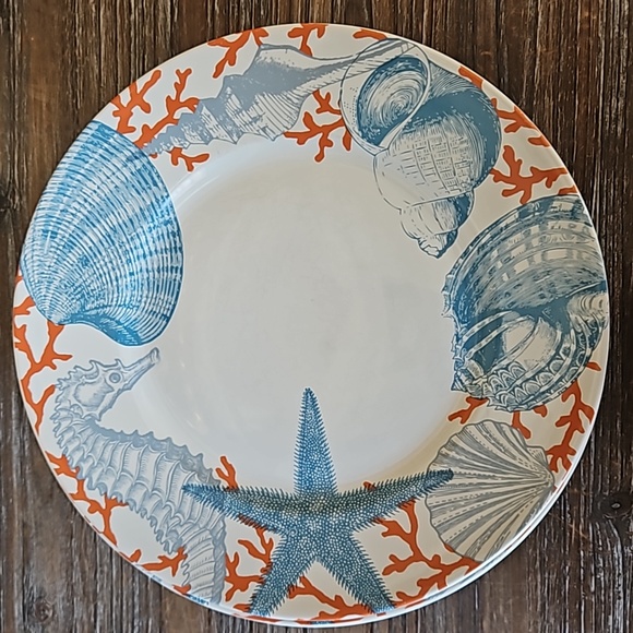 Set of 6 ~ 222 Fifth Coastal Living "Grenada" 11 Inch Dinner Plates - Picture 3 of 11